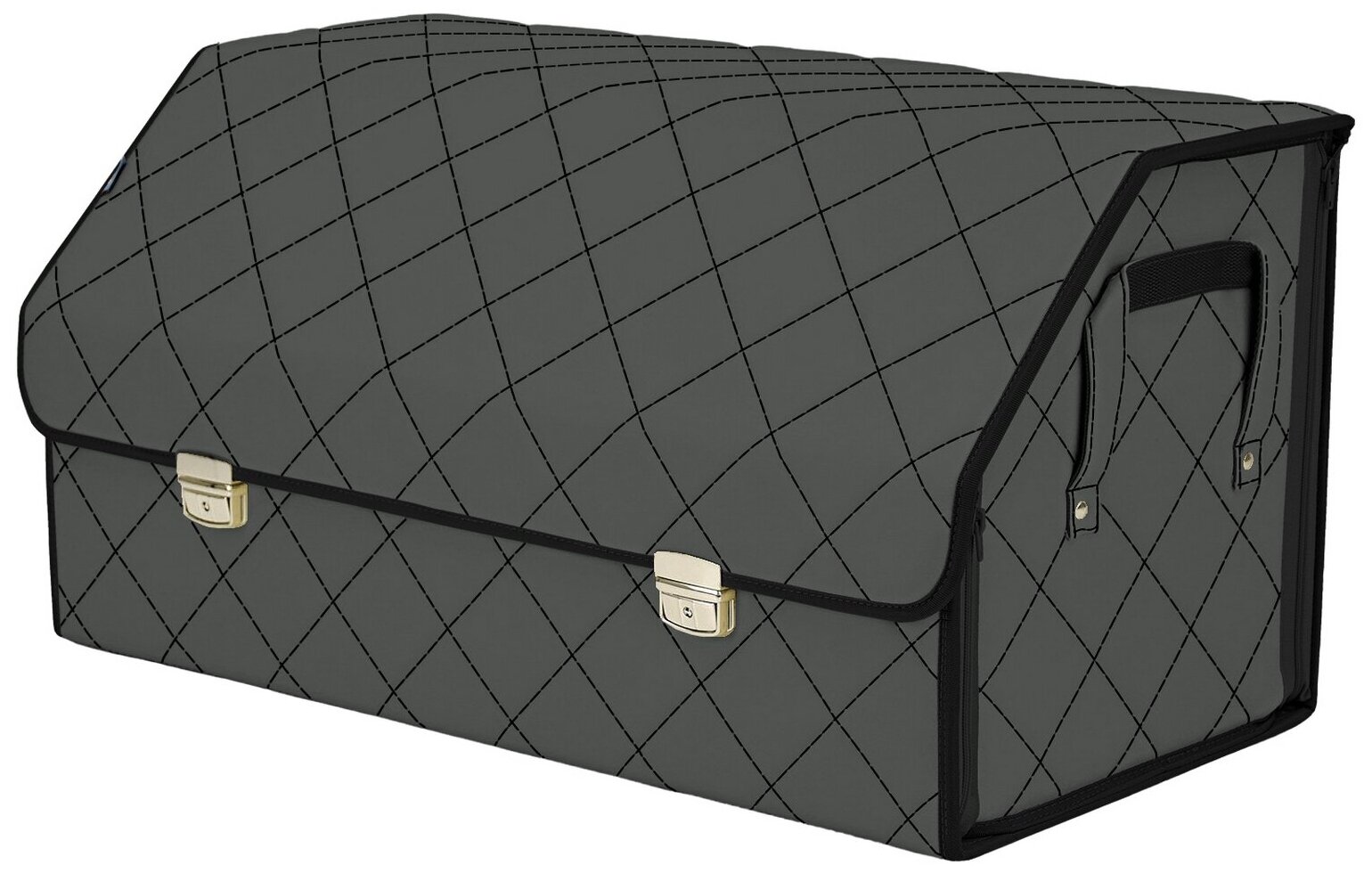 Органайзер-саквояж в багажник "Союз Премиум" (размер XL Plus). Цвет: серый с черной прострочкой Ромб.
