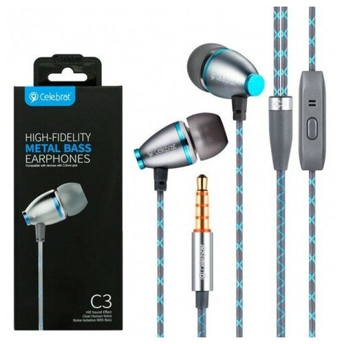 Наушники с микрофоном Celebrat C3 синие 79200₽