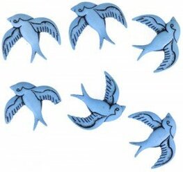 Набор декоративных пуговиц "Синие птицы"
