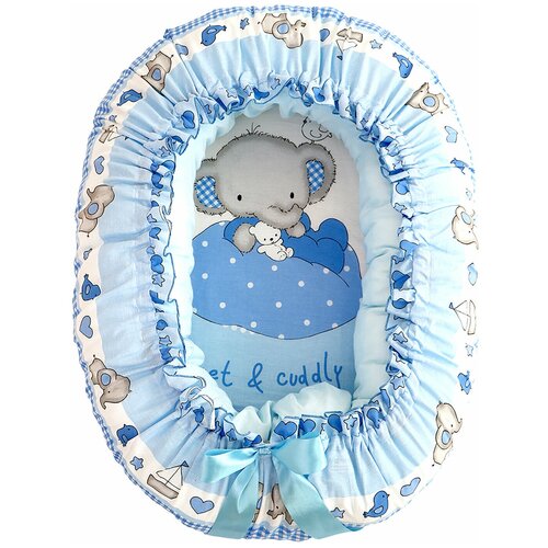 Подушка-валик гнездо Золотой Гусь Слоник Боня голубой подушки для малыша farfello подушка детская для кормления q12 животные