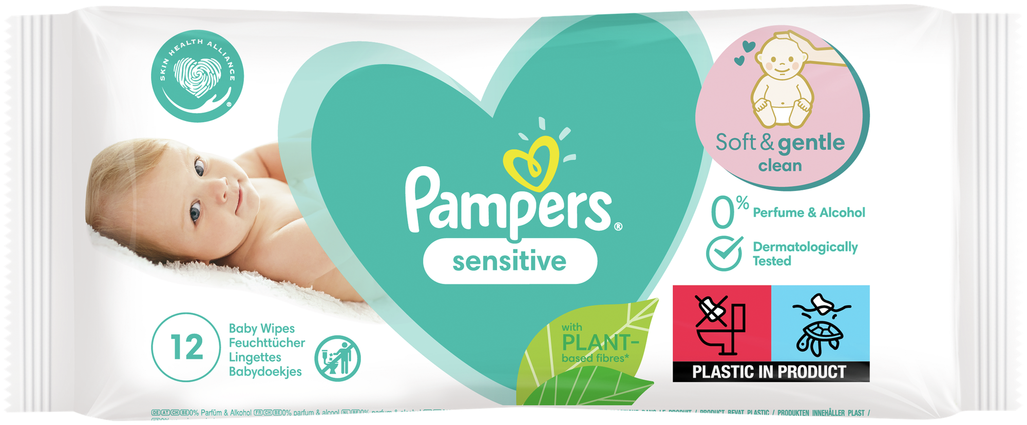 Детские влажные салфетки Pampers Sensitive, 12 шт.