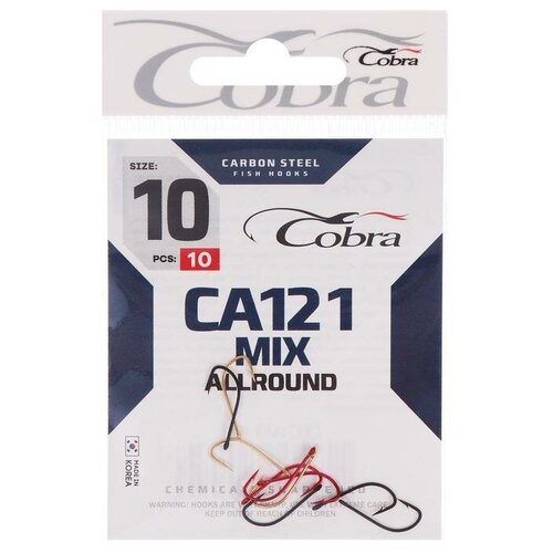 cobra крючки cobra allround ca121 mix 12 10 шт Крючки Cobra ALLROUND CA121 mix, №10 10 шт.