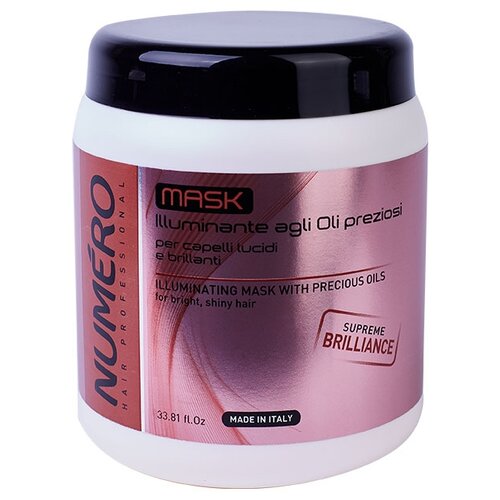 Brelil Professional Numеro Illuminating Mask with Precious Oil Маска для придания волосам бриллиантового блеска, 1050 г, 1000 мл, банка brelil illuminating mask with precious oils маска для придания бриллиантового блеска 1000 мл