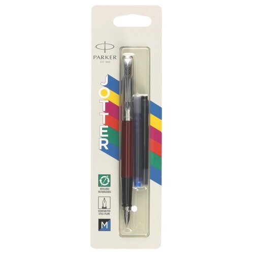 parker перьевая ручка jotter original f60 f черный цвет чернил 1 шт PARKER Набор перьевой ручки F60 с двумя картриджами, 1 мм, 2096872, 1 шт.