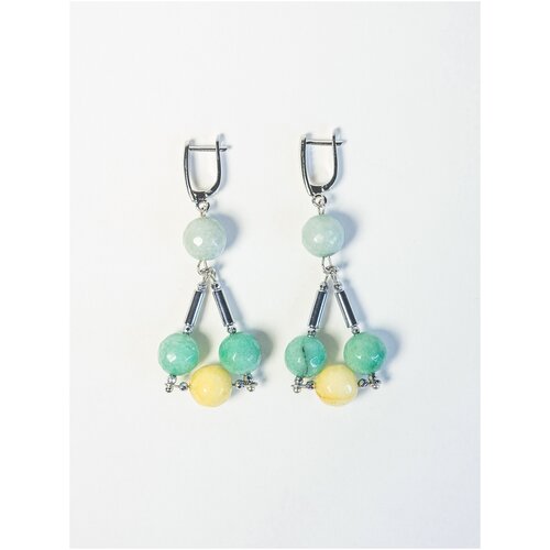 Сережки SAUTOIR из натурального агата / Сережки женские вечерние длинные / Серьги висячие