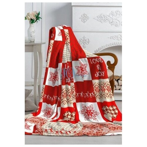 Юта-текс плед Wellsoft Пэчворк, красный Евро-мини