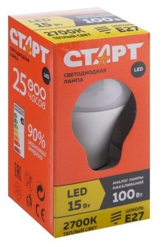 Лампа светодиодная СТАРТ Экономь ECO LED GLS, E27, 15 Вт, 2700 К - фотография № 7