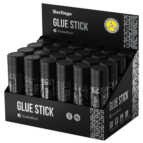Berlingo Клей-карандаш DoubleBlack 24 шт 24 шт. 150 г 15 мл клей карандаш globus стандарт 15г упаковка 20 шт