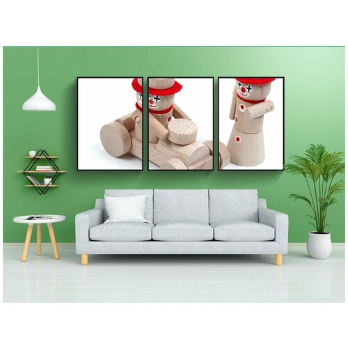 фото Набор модулных постеров для интерьера "винтаж, древесина, деревянные игрушки" 60x90 см. в тубусе, без рамки lotsprints