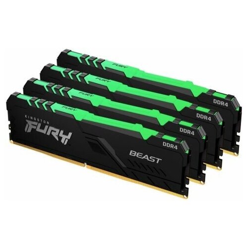 Оперативная память 64Gb DDR4 3600MHz Kingston Fury Beast RGB (KF436C18BBAK4/64) (4x16Gb KIT) оперативная память 8gb ddr4 3600mhz kingston fury beast rgb kf436c17bb2a 8