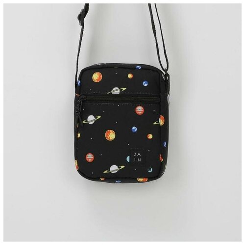 фото Сумка, отдел на молнии, наружный карман, цвет чёрный, «космос» mikimarket