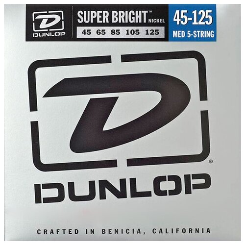 фото Dunlop super bright nickel dbsbn45125 струны для 5-струнной бас-гитары, 45-125