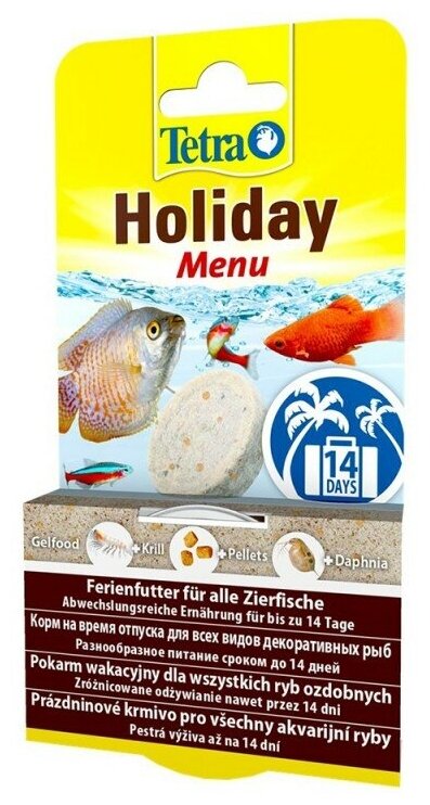 Tetra Holiday Menu (брикет желе) 30г Корм продленного действия для всех видов аквариумных рыб (Германия), 289819 (1 шт)