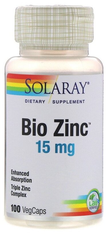 Капсулы Solaray Bio Zinc 15 мг
