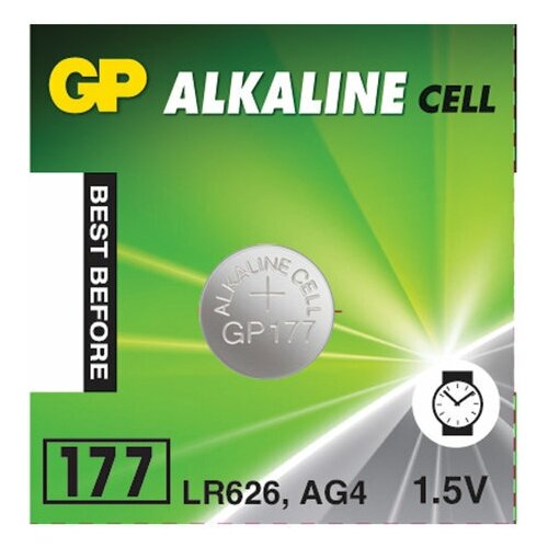 Батарейка GP Alkaline 177 (G4, LR626), алкалиновая, 1 шт, в блистере (отрывной блок), 177-2CY, 4891199026690, 10 штук