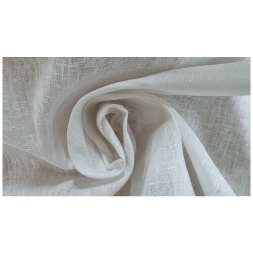 150 см. Белая льняная ткань для одежды 100% лен от 1 метра