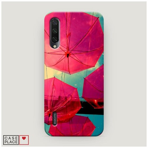 фото Чехол пластиковый xiaomi mi a3 зонтики розовые case place