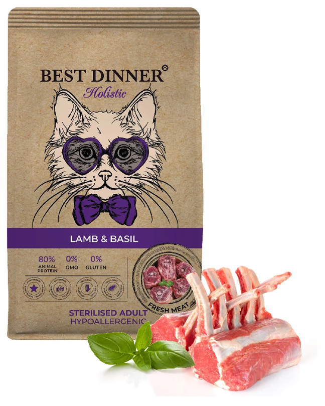 Best Dinner сухой корм для стерилизованных кошек с ягненком и базиликом - фотография № 19