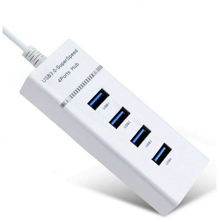USB-концентратор USB 30 на 4 порта HUB разветвитель портативный для периферийных устройств расширитель ПК белый провод 120 см