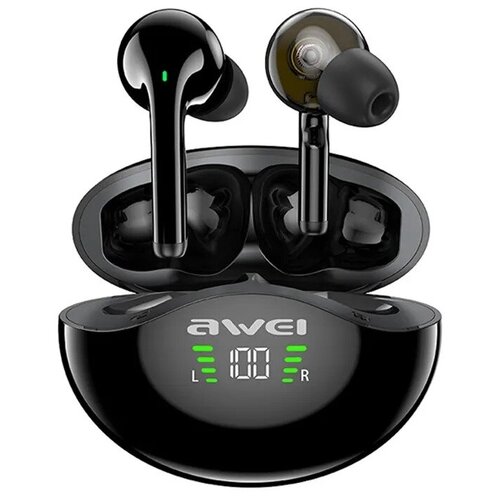 Беспроводные TWS bluetooth наушники AWEI T12P Super Bass 4 динамика черный 260100₽