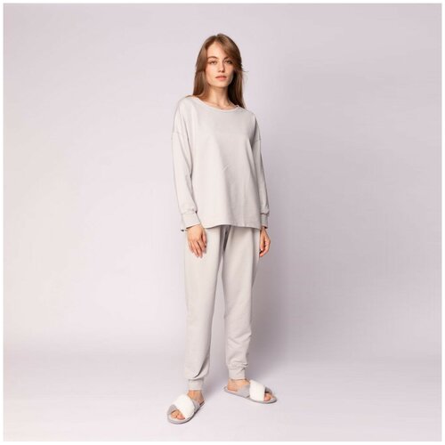 Комплект Sofi De MarkO, сорочка, брюки, джемпер, длинный рукав, трикотажная, размер L, серый