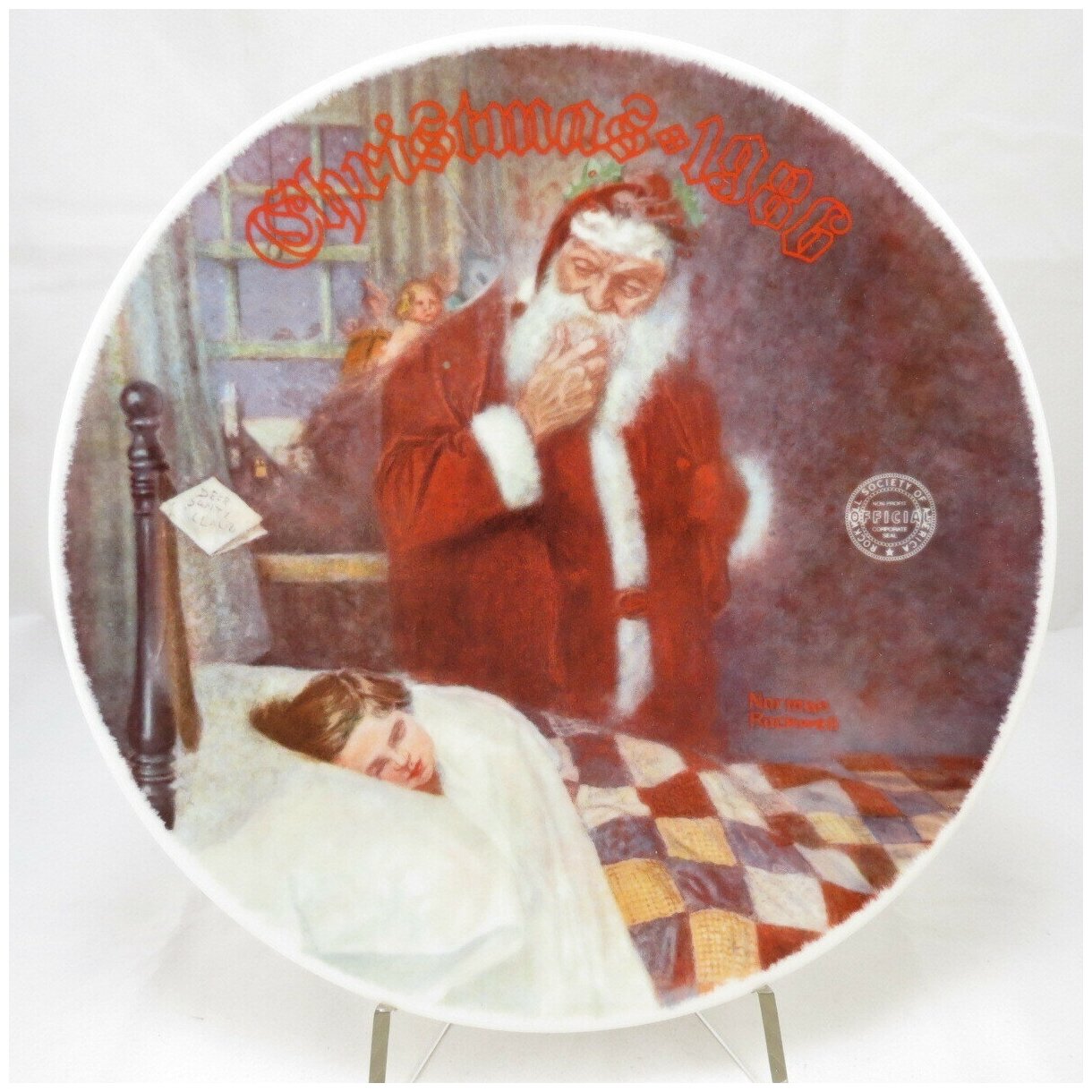 Декоративная тарелка "Рождество 1986: Дорогой Санта Клаус". Фарфор, деколь. США, Edwin M.Knowles China Company, Норман Роквелл, 1986