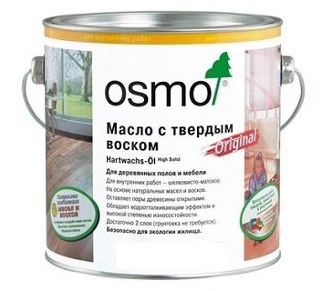 OSMO Масло Осмо с твердым воском для пола Osmo Hartwachs-Öl Original 0,125 л. 3032 Бесцветное Шелковисто-Матовое