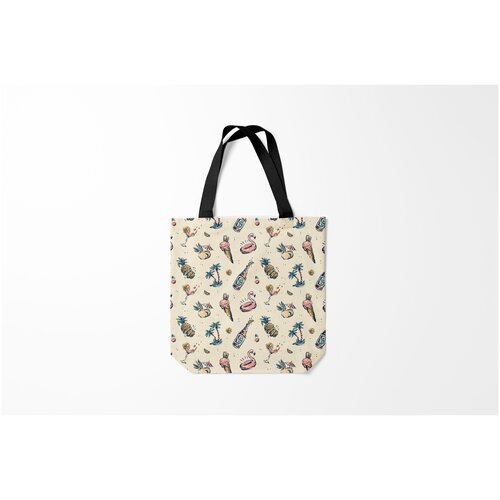 фото Сумка-шоппер / 40х40 см / популярные иллюстрации / лето винтажный гавайский рисунок burnettie