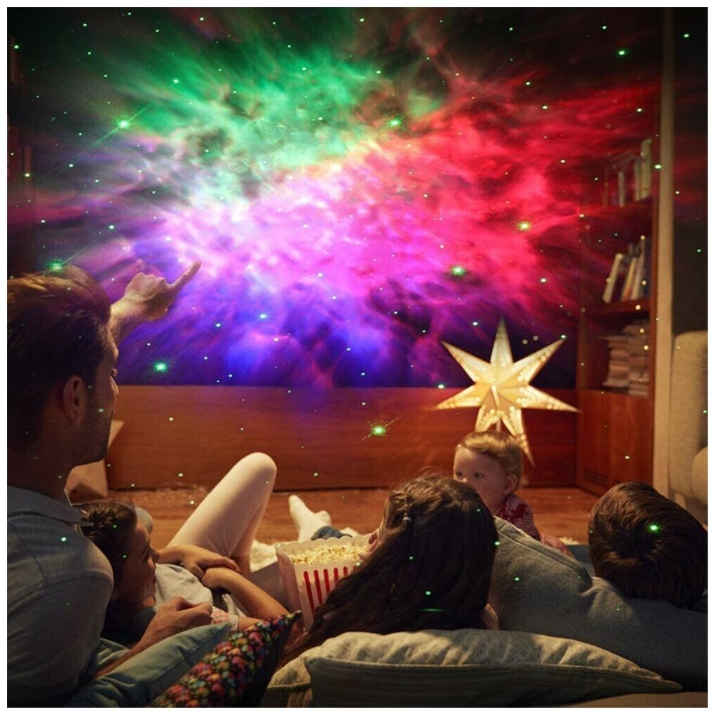 Вращающийся проектор ночного звездного неба для дома бара вечеринки 7 режимов - серый