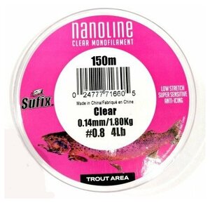 Леска Sufix Nanoline Trout 150м прозрачная 0,14мм 1.8кг