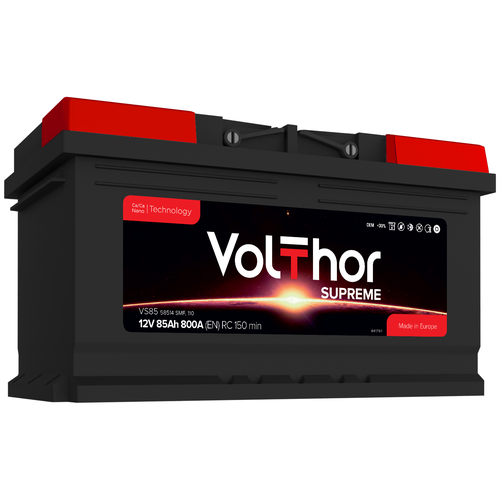 фото Автомобильный аккумулятор volthor supreme 85ah низкий обратная полярность (800a) tab