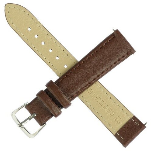 фото Ремешок для часов, женский, 18 мм, длина 20 см, натуральная кожа, коричневый барсоня
