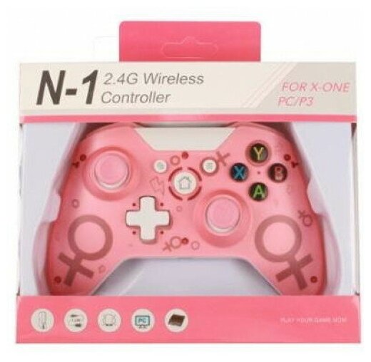 Беспроводной геймпад Controller Wireless N-1 2.4G (Pink) (Xbox One / PS3 / PC)