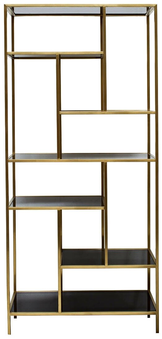 Стеллаж Garda Decor с черным стеклом (золотой) 46AS-SH1452-GOLD