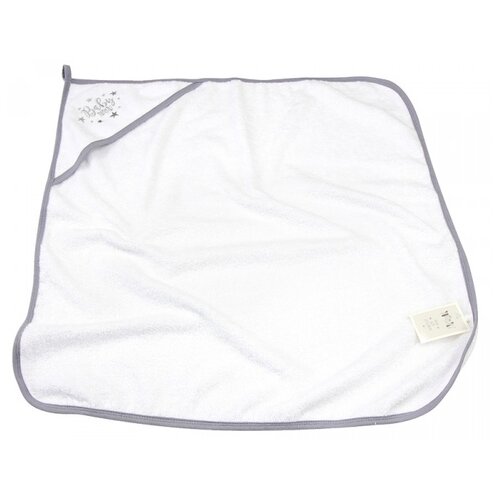 фото Yummyki полотенце для новорожденных с уголком банное 78х78 см белый/светло-серый