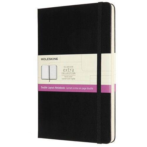 Блокнот Moleskine CLASSIC DOUBLE NB313HBK Large, 130х210 мм, 240 страниц, линейка/нелинованный, твердая обложка, черный