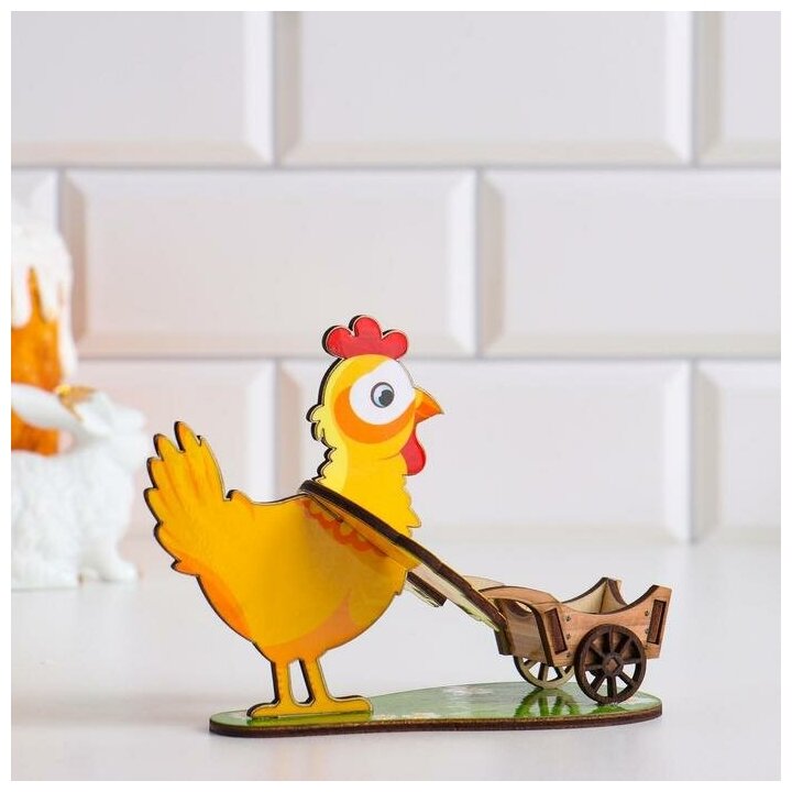 Подставка для яйца "Курица с тележкой", фанера 6765268