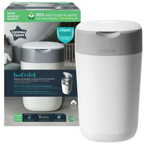 Tommee Tippee утилизатор подгузников, накопитель для использованных подгузников Twist & Click, white tommee tippee кассеты 1 шт для утилизатора подгузников twist