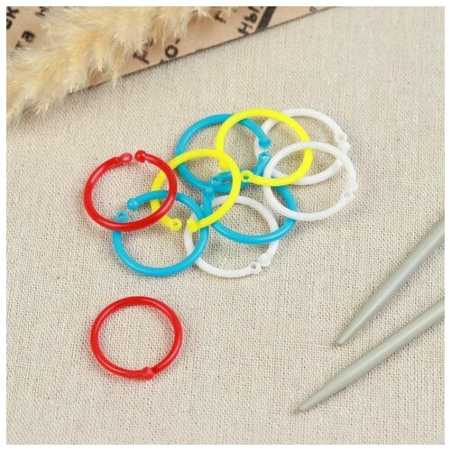 фото Арт узор кольцо-маркер для вязания, d = 2,5 см, 10 шт, цвет разноцветный