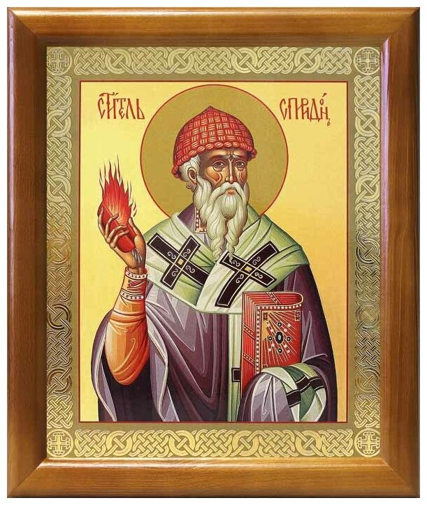 Святитель Спиридон Тримифунтский, икона в рамке 17,5*20,5 см