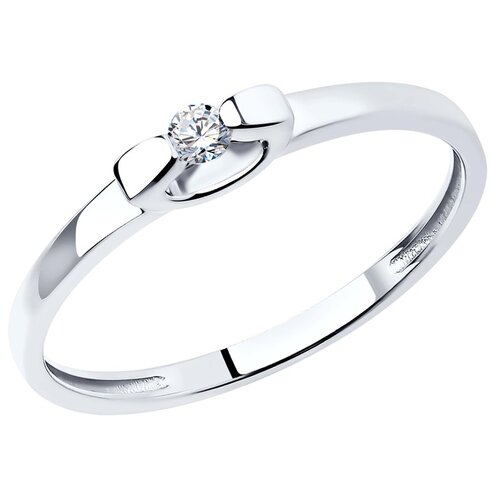 Кольцо Diamant из белого золота с бриллиантом 52-210-01421-1, размер 17.5