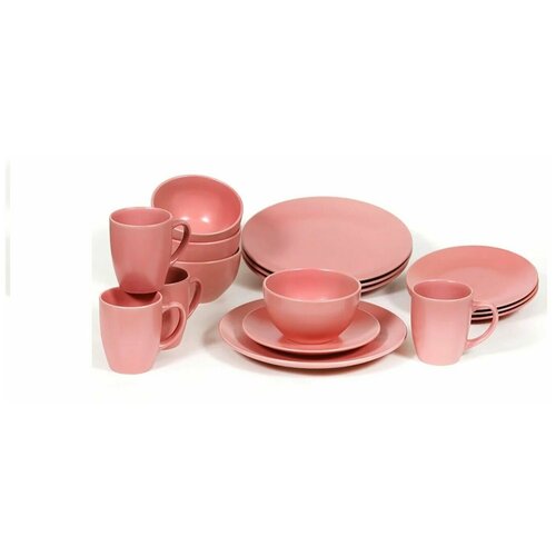 Сервиз столовый керамика, 16 предметов, на 4 персоны, CDS16p, розовый