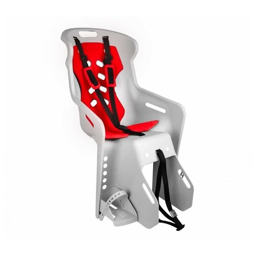 фото Сиденье детск.на багажник brioso светло-серое с красной вставкой (доп. черная вставка в подарок) до 22кг 'nfun (португалия)