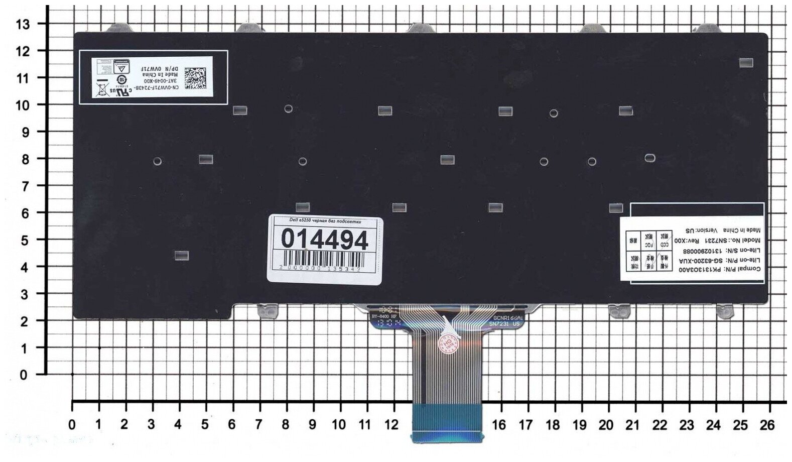 Клавиатура для ноутбука Dell Latitude E5250 черная без подсветки