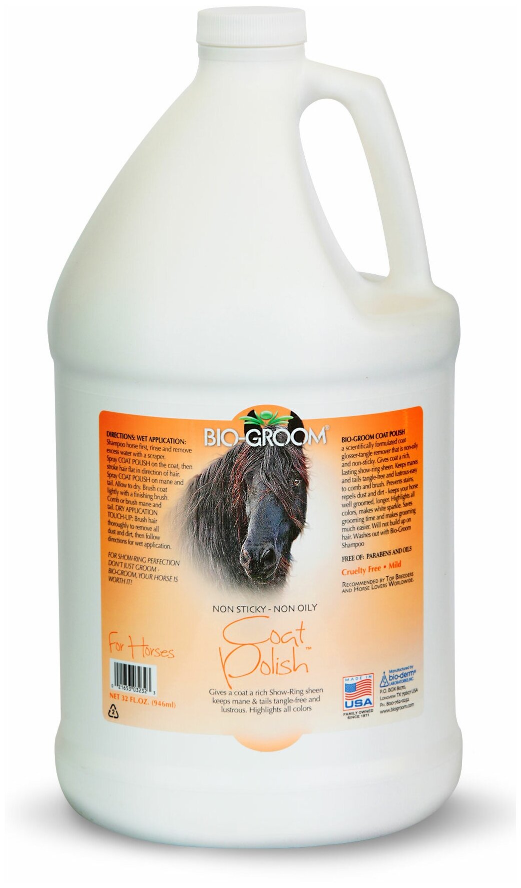 Bio-Groom Спрей-блеск антиколтун для лошадей, Bio-Groom Coat Polish Horse, 3.8л