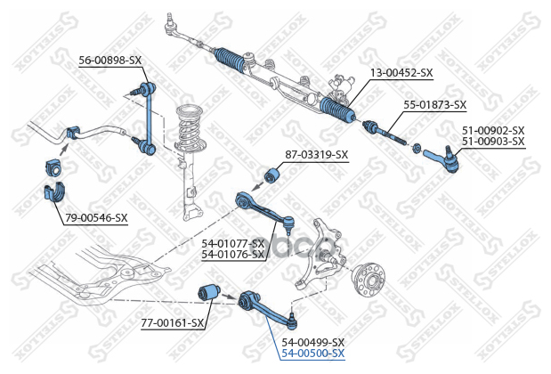54-00500-Sx_рычаг Нижний Правый! Mb W203/S203/C209 All 00> Stellox арт. 5400500SX