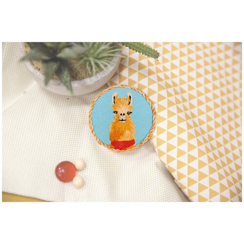 фото Набор для вышивания panna "брошь. лама патрик" 5.5x5.5 см