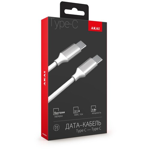 AKAI USB Type-C - USB Type-C (CE-468), 1 м, белый