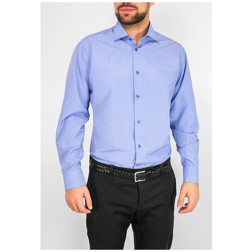 фото Рубашка мужская длинный рукав greg 221/199/974/z_gb, полуприталенный силуэт / regular fit, цвет голубой, рост 174-184, размер ворота 40