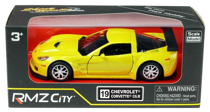 Машинка металлическая Uni-Fortune RMZ City 1:32 Chevrolet Corvette C6-R, инерционная, цвет желтый металлик